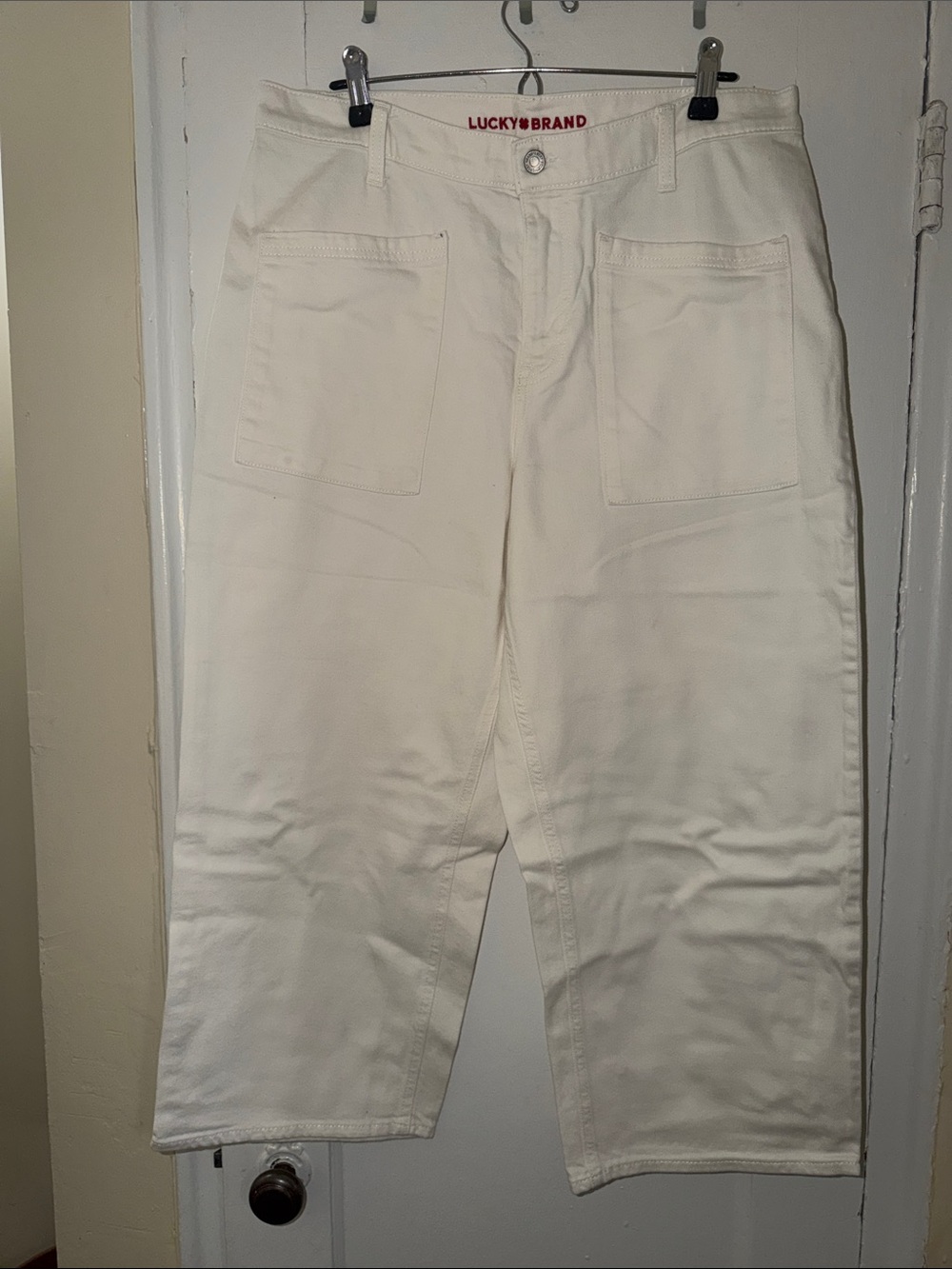 Lucky Brand Off-White Wide-Leg Crop Jeans